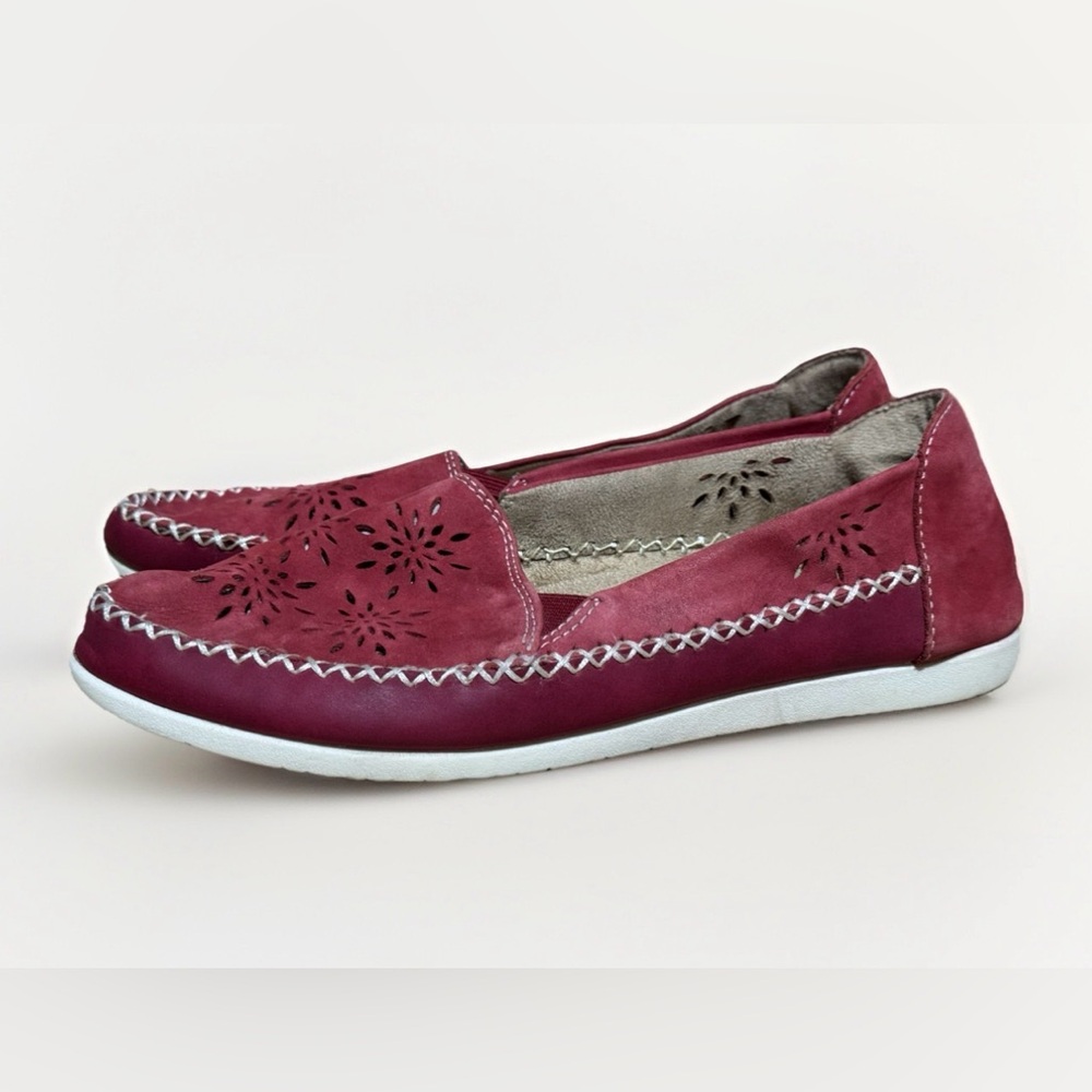 Earth Origins Lark Lorelei Red leather loafers Women's 9 shoes slip on flats